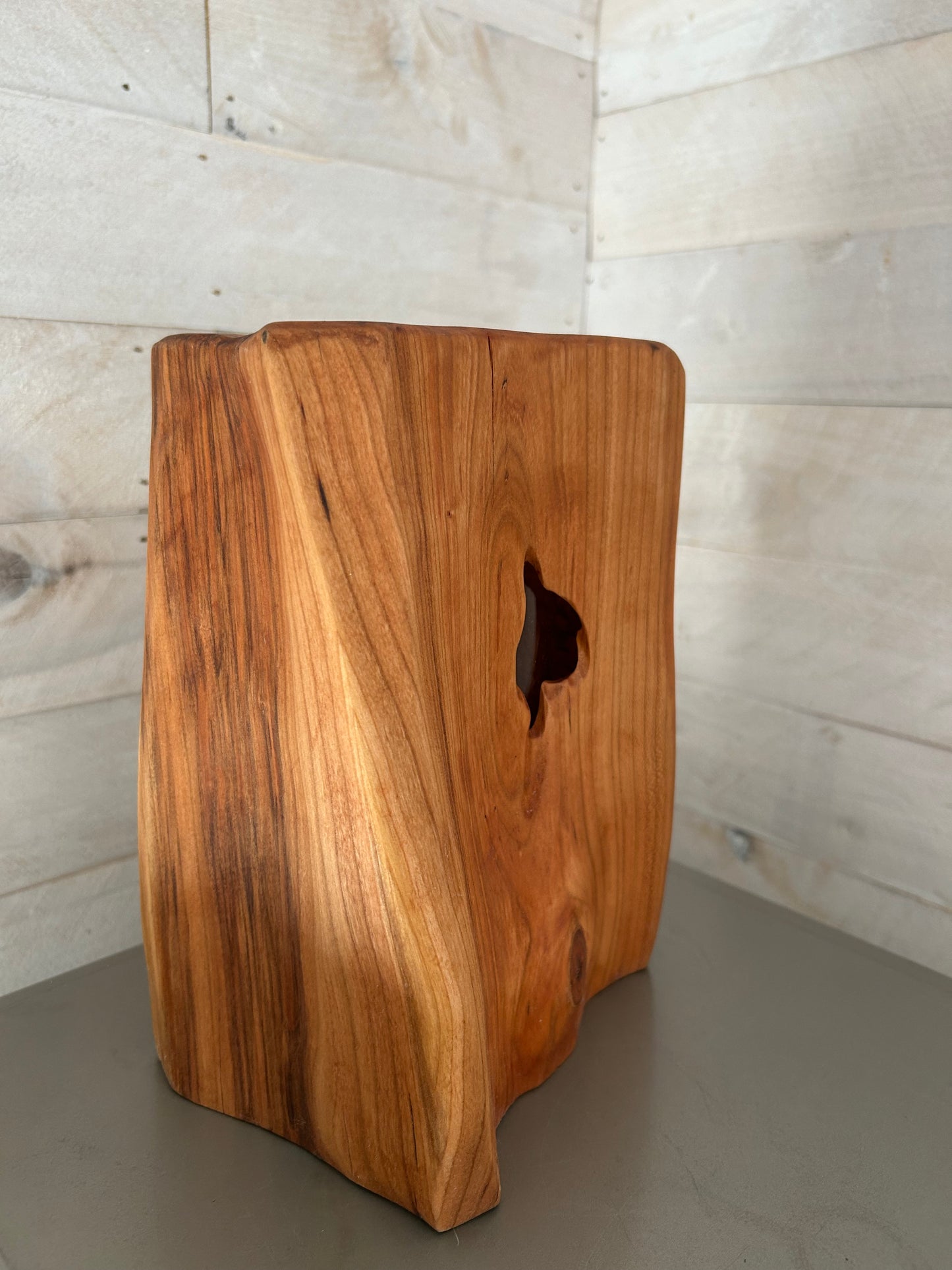 Hand-made black cherry wooden vase