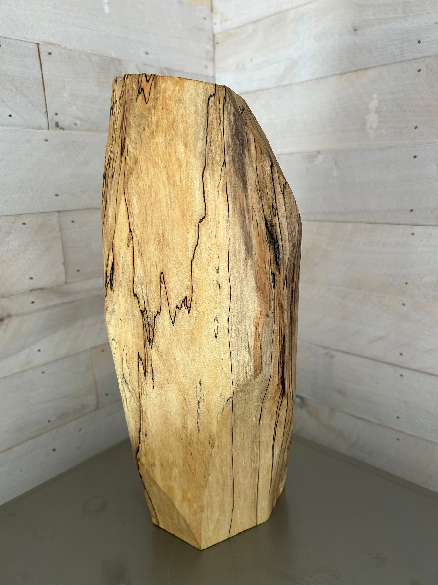 Hand-made, Tall Spalted Maple Wooden Vase