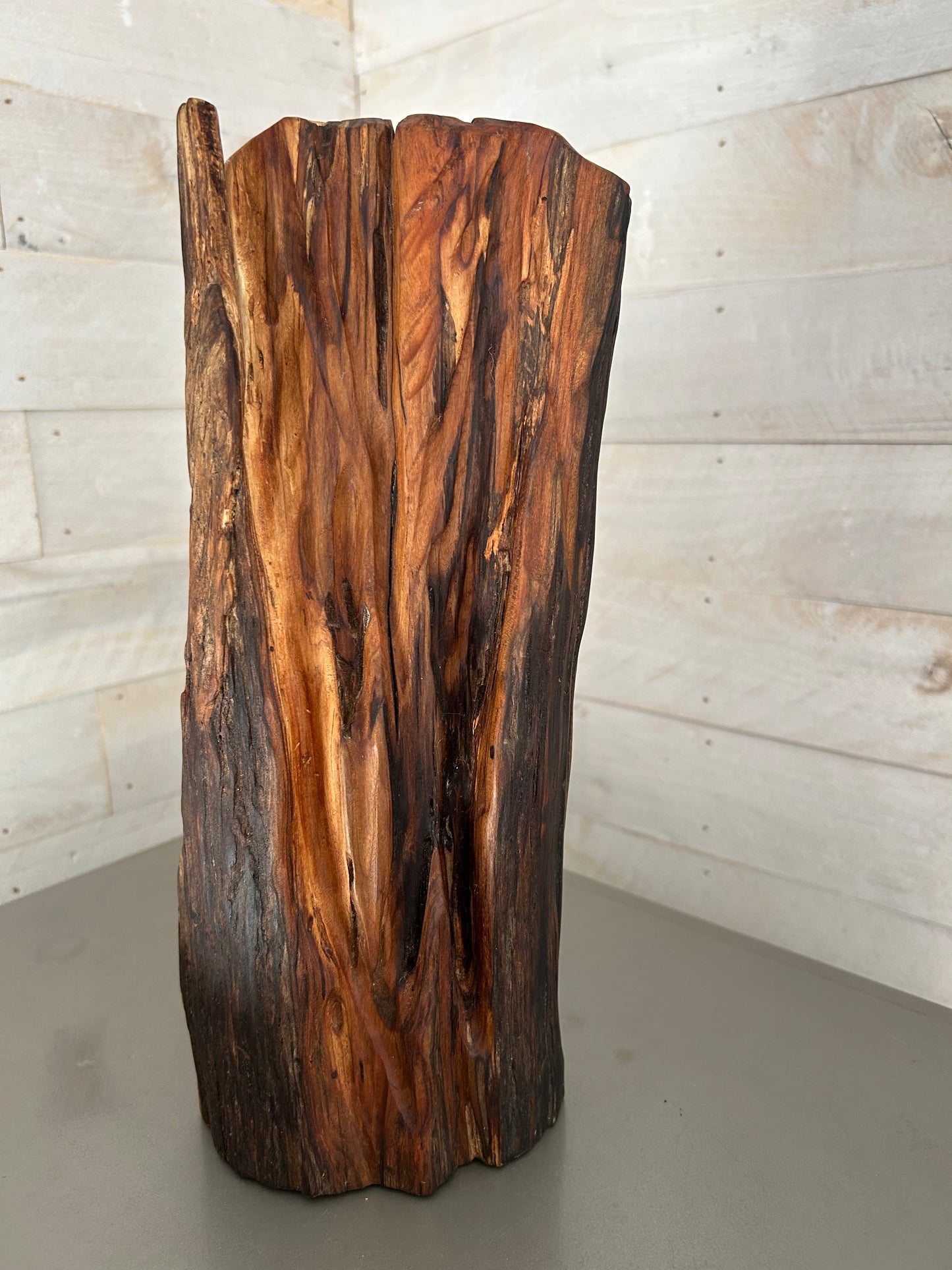 Hand-made black cherry wooden vase