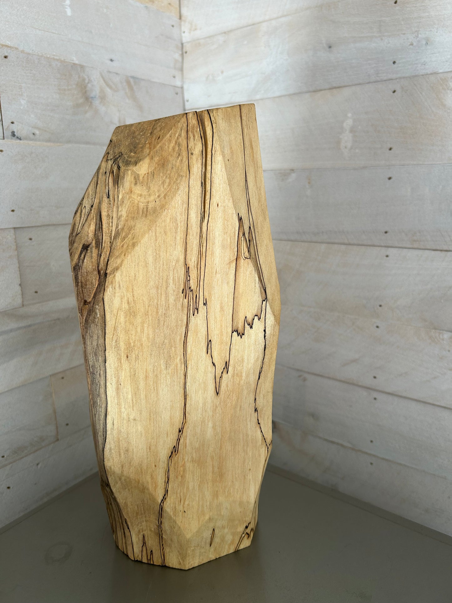 Hand-made, Tall Spalted Maple Wooden Vase