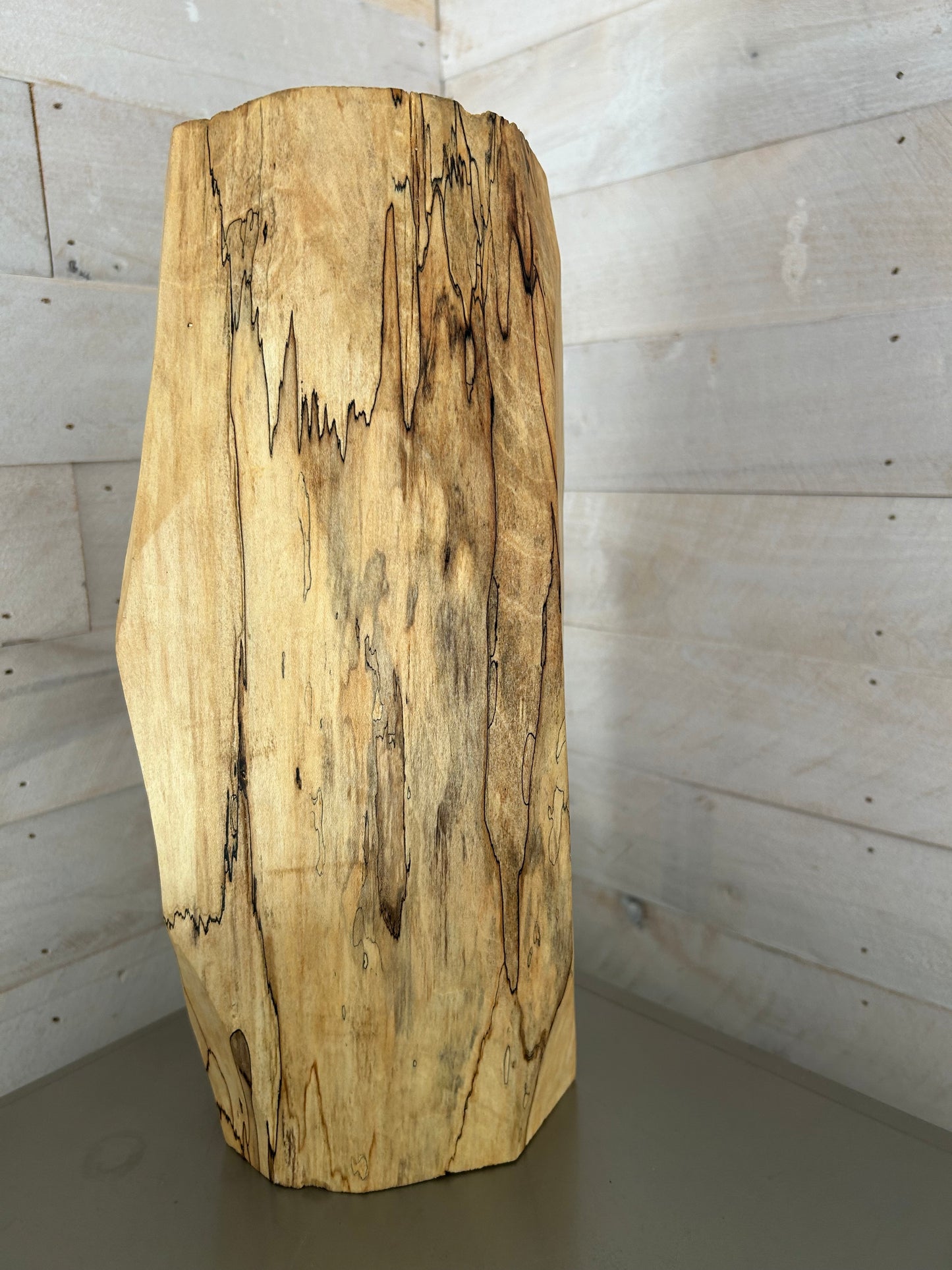 Hand-made, Tall Spalted Maple Wooden Vase