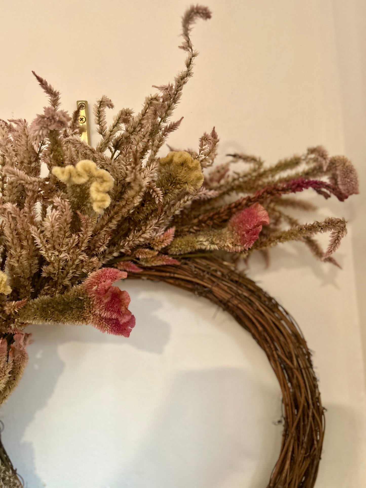 Coral Celosia Wreath