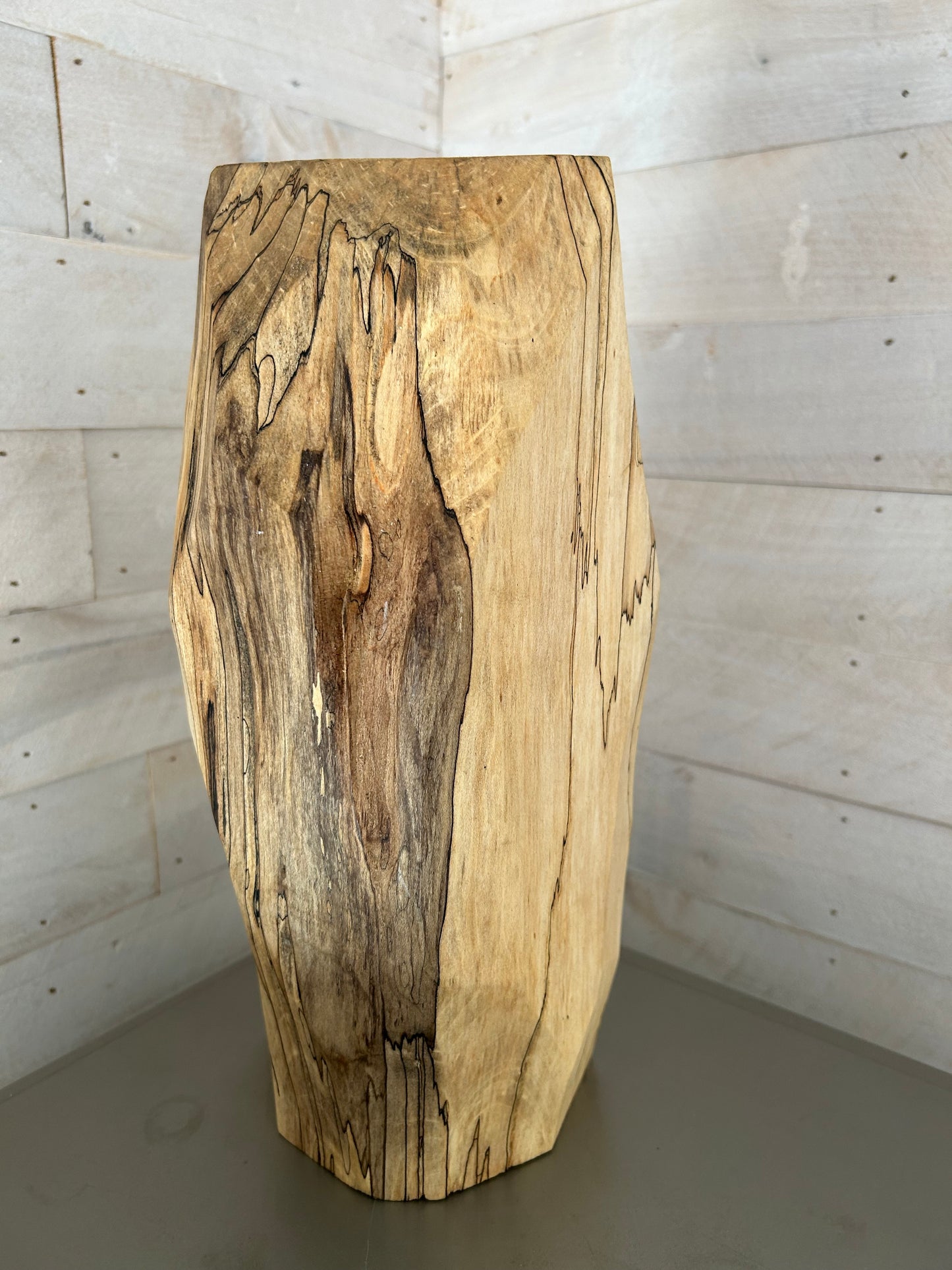 Hand-made, Tall Spalted Maple Wooden Vase