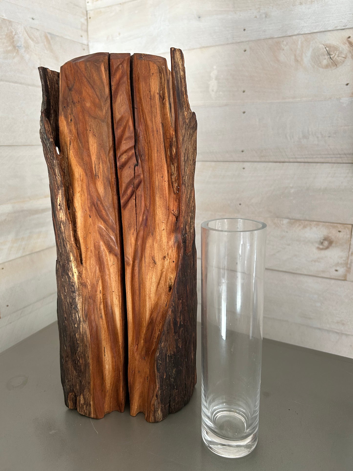 Hand-made black cherry wooden vase